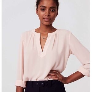 Loft Split Neck Tunic Top, red, size M